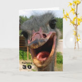 Funny Ostrich Bird 30 Geburtstag Karte (Gelbe Blume)