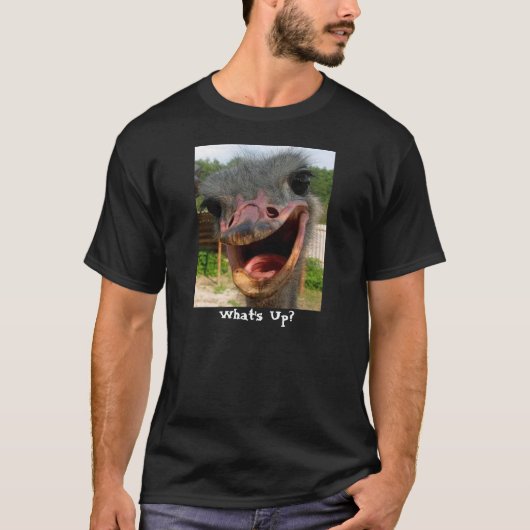 Funny Ostrich Bird Foto Was ist los? T-Shirt (Vorderseite)