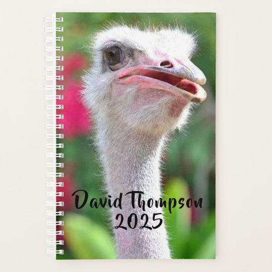 Funny Ostrich Face Personalisierter Name Planer (Vorderseite)