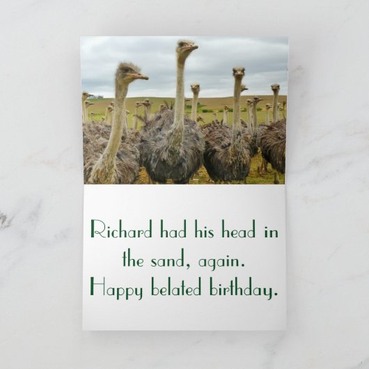 Funny Ostrich Geburtstagskarte Karte (Innenseite)