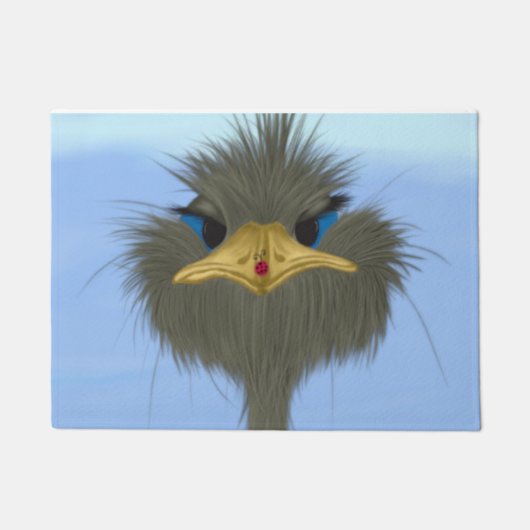 Funny Ostrich George und die Niedliche Ladybug Fußmatte (Vorderseite)