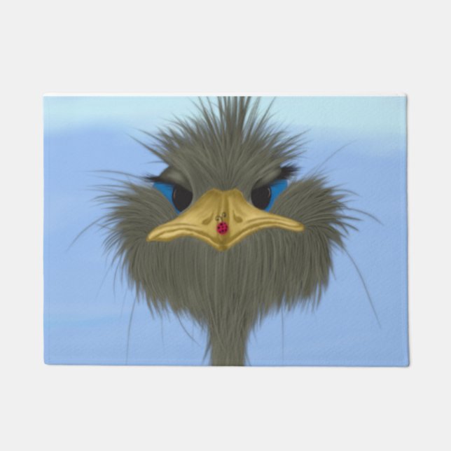 Funny Ostrich George und die Niedliche Ladybug Fußmatte (Vorderseite)