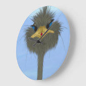 Funny Ostrich George und die Niedliche Ladybug Große Wanduhr (Winkel)
