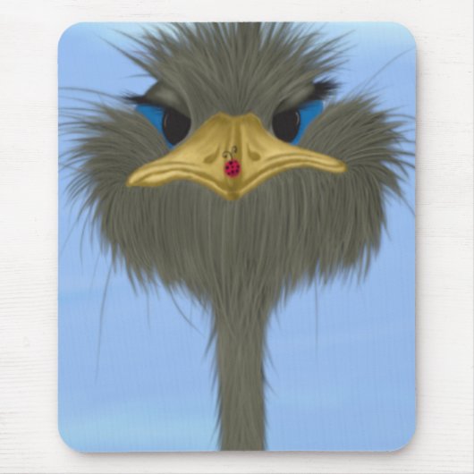 Funny Ostrich George und die Niedliche Ladybug Mousepad (Vorne)