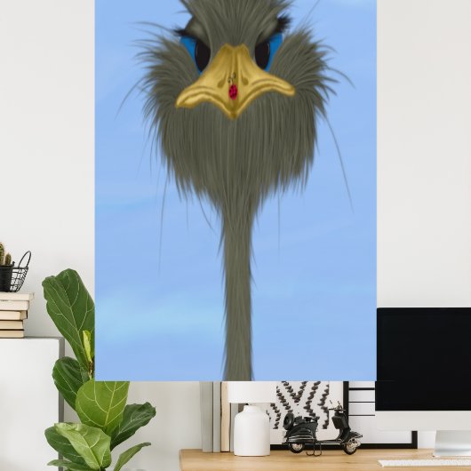 Funny Ostrich George und die Niedliche Ladybug Poster (Heimbüro)