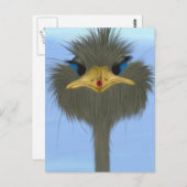 Funny Ostrich George und die Niedliche Ladybug Postkarte (Vorne/Hinten)