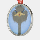 Funny Ostrich George und die Niedliche Ladybug Silbernes Ornament (Links)