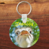 Funny Ostrich Girly Name Schlüsselanhänger (Vorderseite)