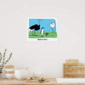 Funny Ostrich Penguin Kiwi Flying Chicken Show Off Poster (Küche)