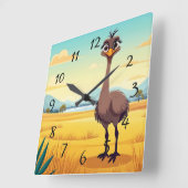 Funny Ostrich Quadratische Wanduhr (Winkel)