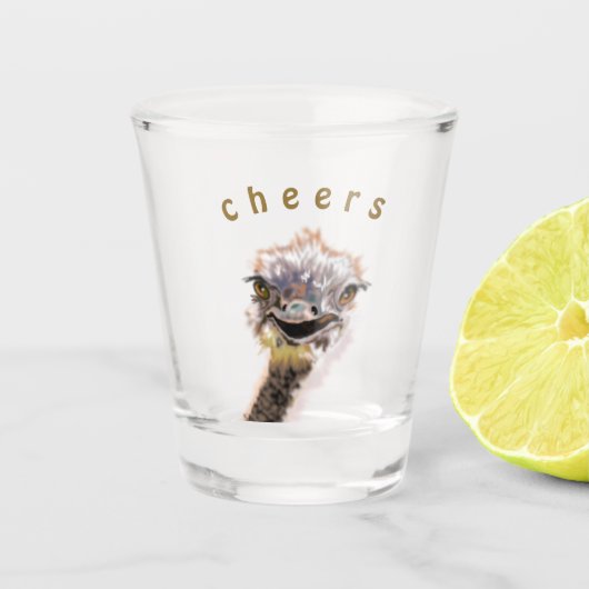 Funny Ostrich Shot Glass - Chef Schnapsglas (Vorderseite)
