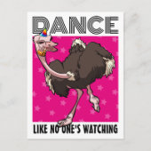 Funny Ostrich Tanz wie niemand sieht Cartoon Postkarte (Vorderseite)