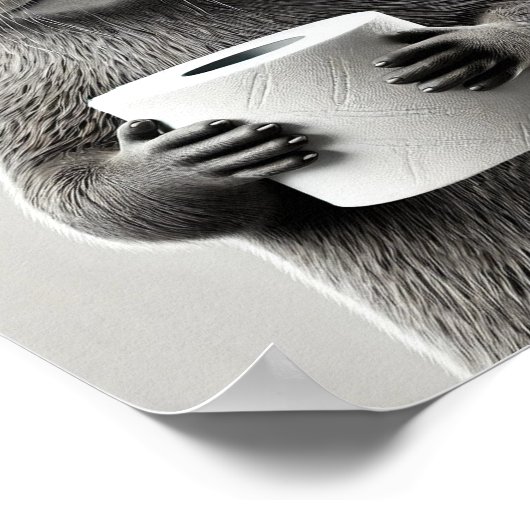 Funny Otter Bad Art Schwarz und Weiß Tier Poster (Ecke)