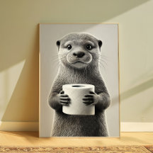 Funny Otter Bad Art Schwarz und Weiß Tier