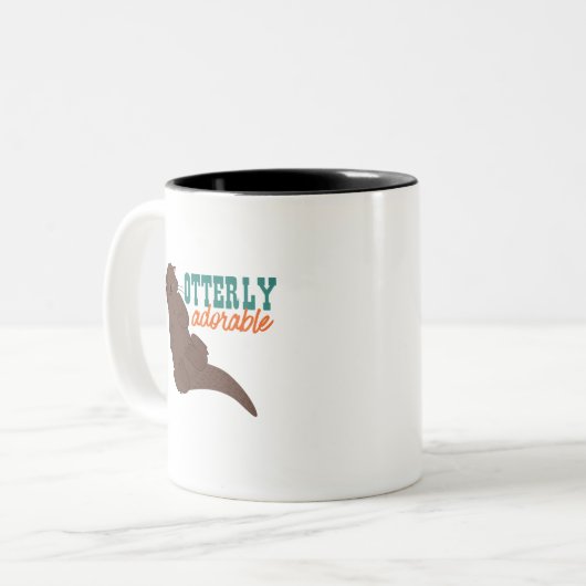 Funny Otter Cartoon Tier atemberaubend schön Zweifarbige Tasse (Vorderseite Links)