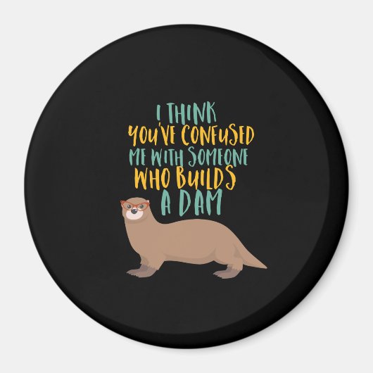 Funny Otter Cartoon Verwirrt mit Dam Beaver Magnet (Vorne)