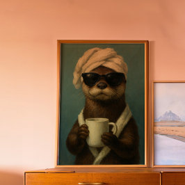 Funny Otter Coffee Art Wellness-Center Day Poster