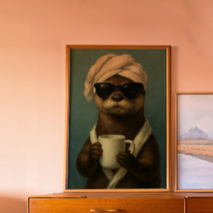 Funny Otter Coffee Art Wellness-Center Day Poster