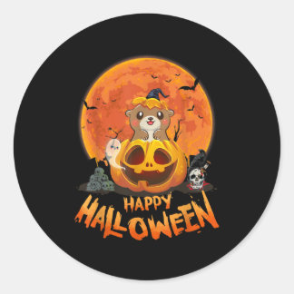 Funny Otter Halloween Happy Halloween Runder Aufkleber