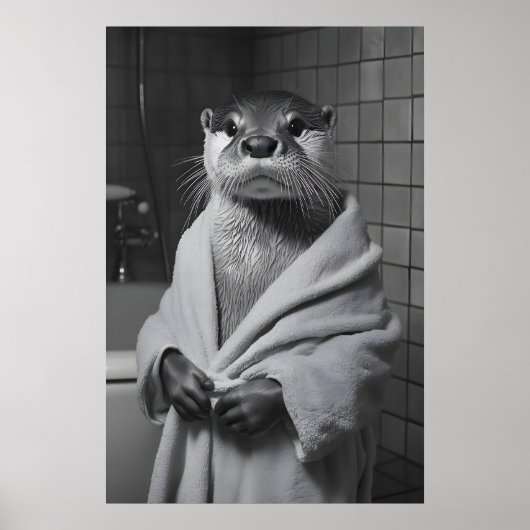 Funny Otter in Bathrobe Print, Bathroom Humor Poster (Vorne)