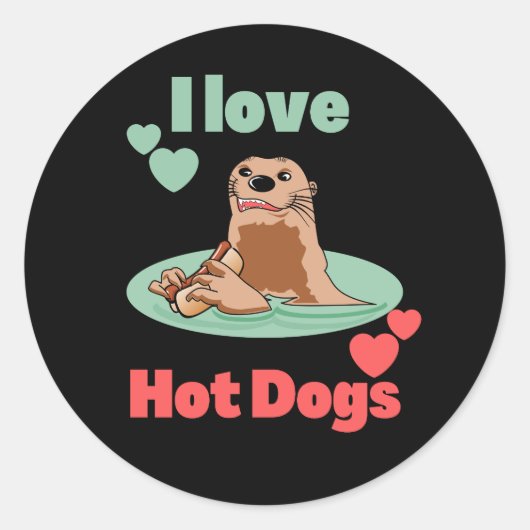 Funny Otter isst einen Snack. anmutig Runder Aufkleber (Vorderseite)