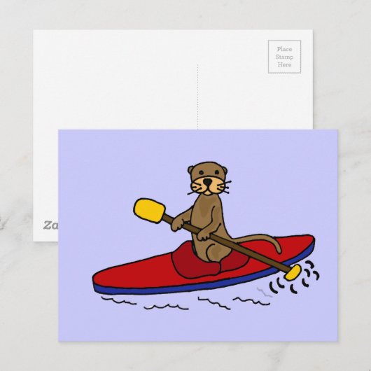 Funny Otter Kayaking Postkarte (Vorne/Hinten)