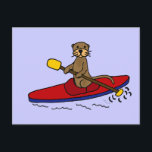 Funny Otter Kayaking Postkarte<br><div class="desc">Wunderschönes,  lustiges Meeresotter Kajak in einem roten und blauen Kajak Original Art Design macht ein lustiges Geschenk.  Kann auch benutzerdefinierten Text hinzufügen und die Hintergrundfarbe bei der Bestellung ändern.</div>
