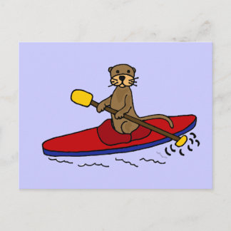 Funny Otter Kayaking Postkarte