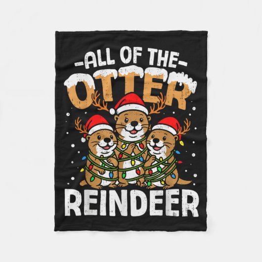 Funny Otter Reindeer Santa Christmas Animal Pun Xm Fleecedecke (Vorderseite)