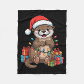 Funny Otter Santa Hat Animals Lovers Ugly Christma Fleecedecke (Vorderseite)