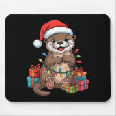 Funny Otter Santa Hat Animals Lovers Ugly Christma Mousepad (Vorne)
