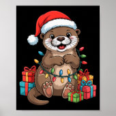 Funny Otter Santa Hat Animals Lovers Ugly Christma Poster (Vorne)