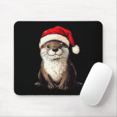 Funny Otter Santa Hat Xmas Otter Lovers Christmas Mousepad (Mit Mouse)