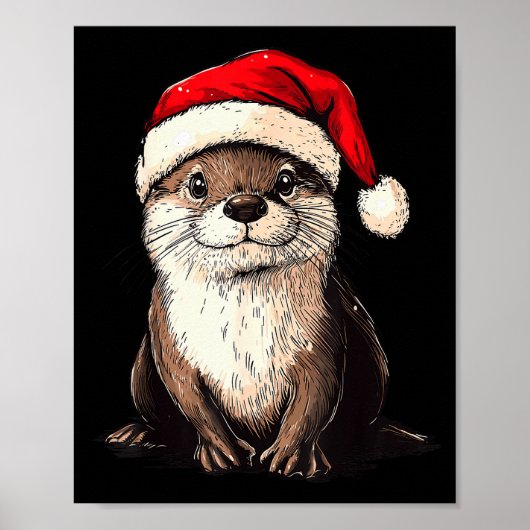 Funny Otter Santa Hat Xmas Otter Lovers Christmas  Poster (Vorne)