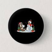 Funny Otter Snowman Christmas Tree Xmas Womens Men Button (Vorderseite)