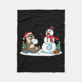 Funny Otter Snowman Christmas Tree Xmas Womens Men Fleecedecke (Vorderseite)