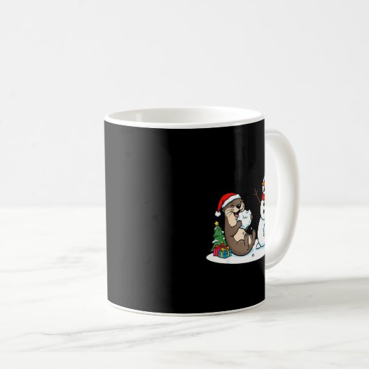 Funny Otter Snowman Christmas Tree Xmas Womens Men Kaffeetasse (VorderseiteRechts)