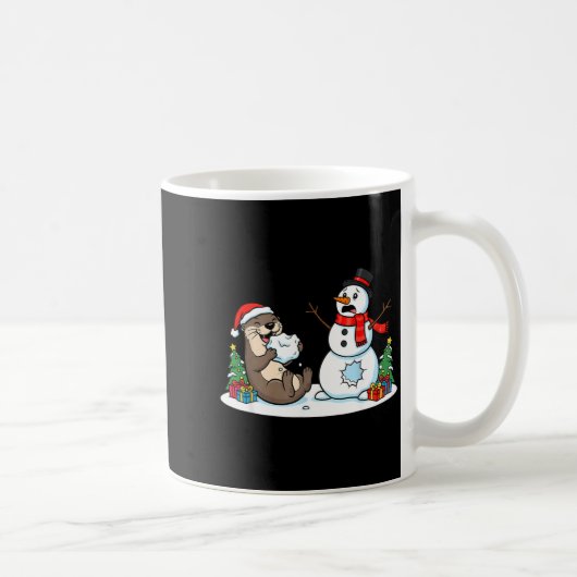 Funny Otter Snowman Christmas Tree Xmas Womens Men Kaffeetasse (Rechts)