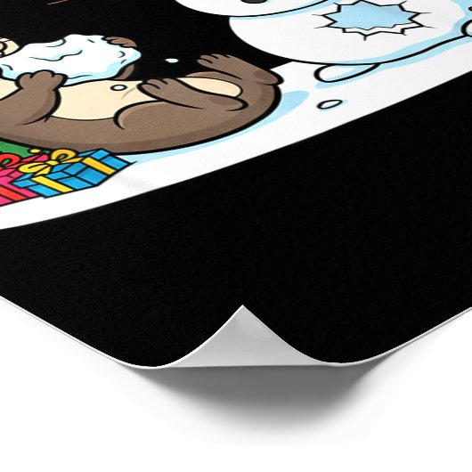 Funny Otter Snowman Christmas Tree Xmas Womens Men Poster (Ecke)