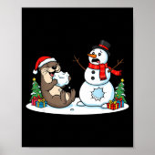 Funny Otter Snowman Christmas Tree Xmas Womens Men Poster (Vorne)