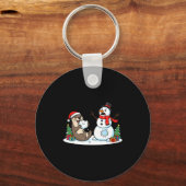 Funny Otter Snowman Christmas Tree Xmas Womens Men Schlüsselanhänger (Vorderseite)