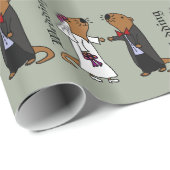 Funny Otter Wedding Cartoon Geschenkpapier (Rolleneckpunkt)