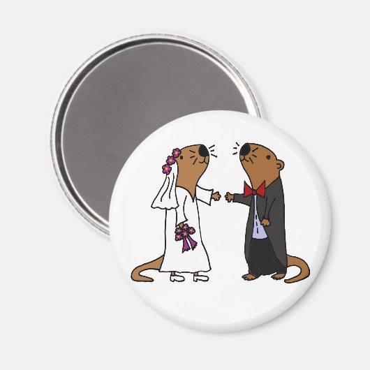 Funny Otter Wedding Cartoon Magnet (Vorderseite/Rückseite)