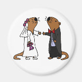 Funny Otter Wedding Cartoon Magnet (Vorne)