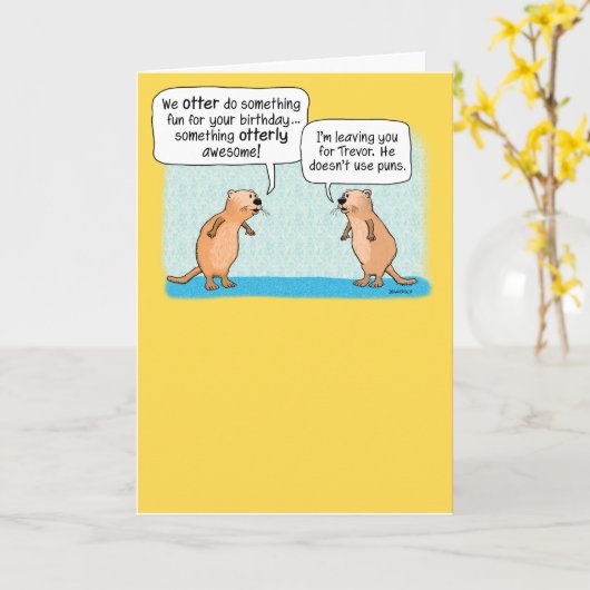 Funny Otters Birthday Card Karte (Gelbe Blume)