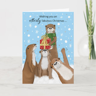 Funny Otters Weihnachtskarte Feiertagskarte