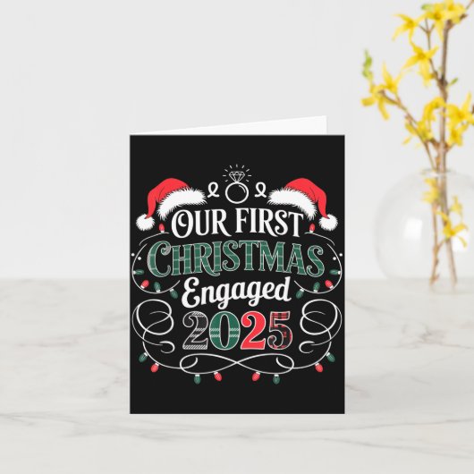 Funny Our First Christmas Engaged 2025 Couples Paj Karte (Gelbe Blume)