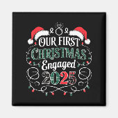 Funny Our First Christmas Engaged 2025 Couples Paj Magnet (Vorne)