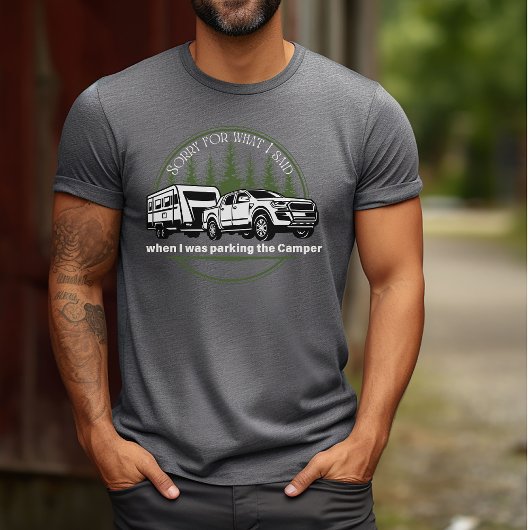 Funny Outdoor Green Forest Print Camping Trailer T-Shirt