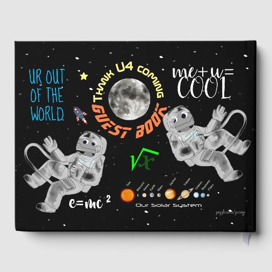 Funny Outer Space Math Science Geek Astronauten Gästebuch (Rückseite)